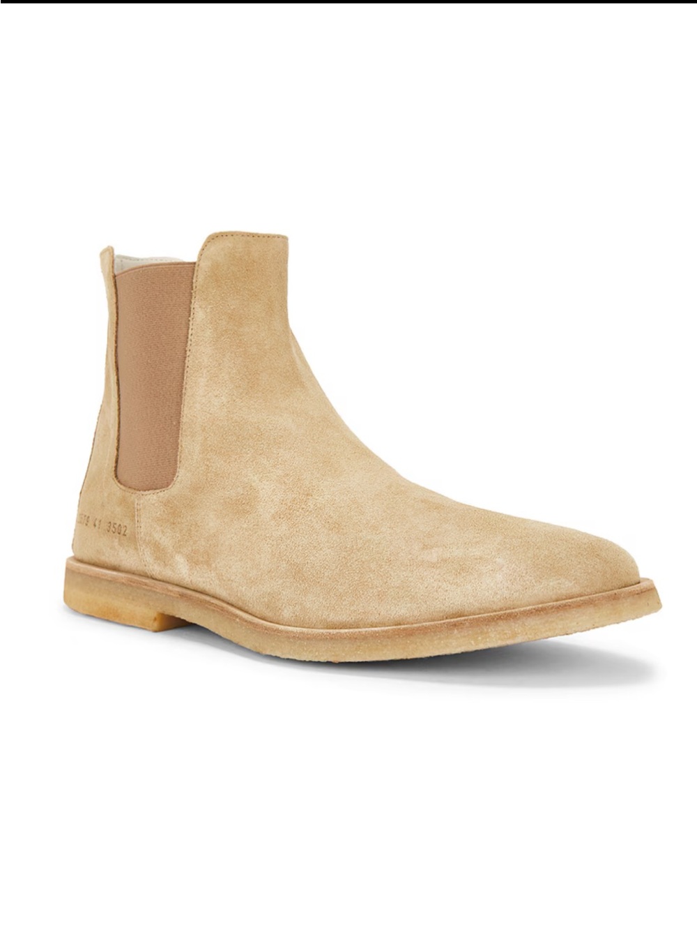 Common Projects Men's Suede Chukka Chelsea Boot in beige suede made in Italy 11